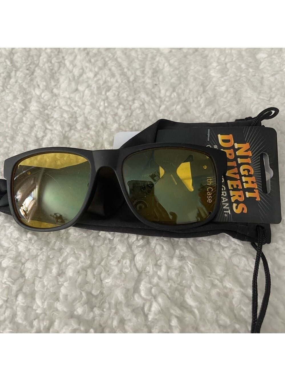 Foster Grant Men's Black Frame Sunglasses with Yellow-Green Mirrored Lenses